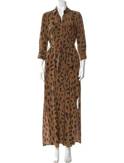 Pre-owned L'agence Silk Long Dress In Brown