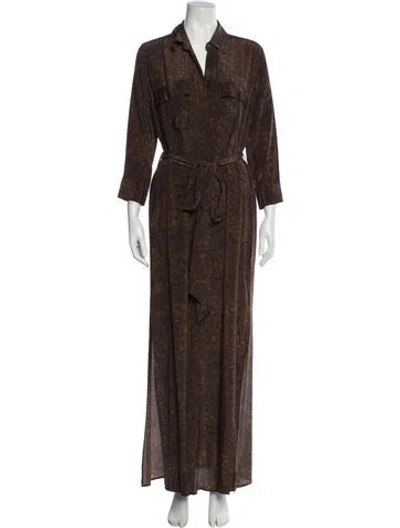 Pre-owned L'agence Silk Long Dress In Brown