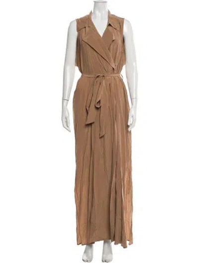 Pre-owned L'agence Silk Long Dress In Brown