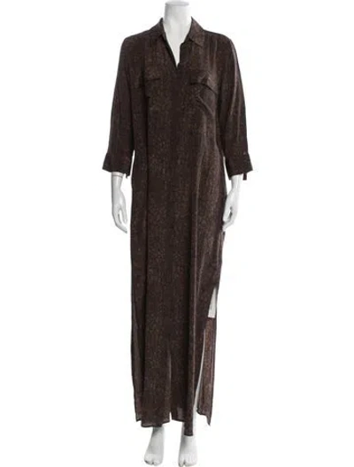 Pre-owned L'agence Silk Long Dress In Brown