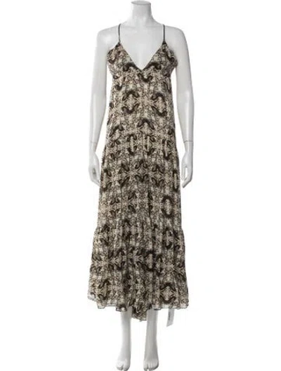 Pre-owned L'agence Silk Long Dress In Brown