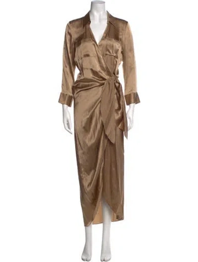Pre-owned L'agence Silk Long Dress In Brown