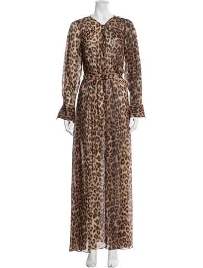 Pre-owned L'agence Silk Long Dress In Brown