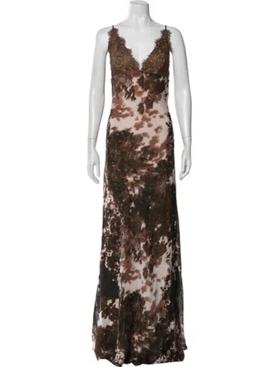 Pre-owned L'agence Silk Long Dress In Brown