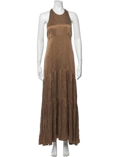 Pre-owned L'agence Silk Long Dress In Brown