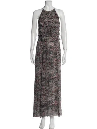 Pre-owned L'agence Silk Long Dress In Burgundy