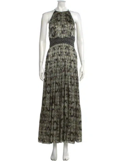 Pre-owned L'agence Silk Long Dress In Green