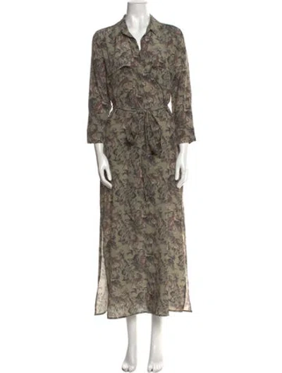 Pre-owned L'agence Silk Long Dress In Green