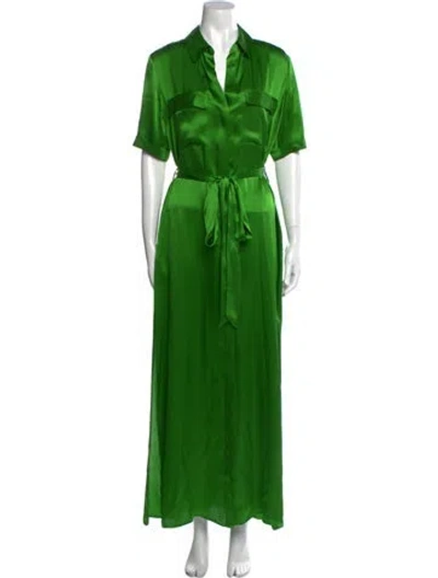 Pre-owned L'agence Silk Long Dress In Green