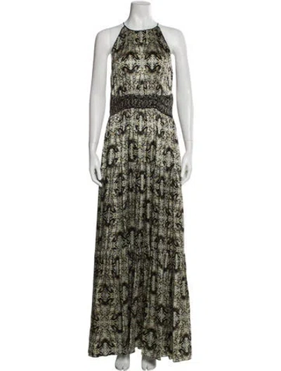 Pre-owned L'agence Silk Long Dress In Green