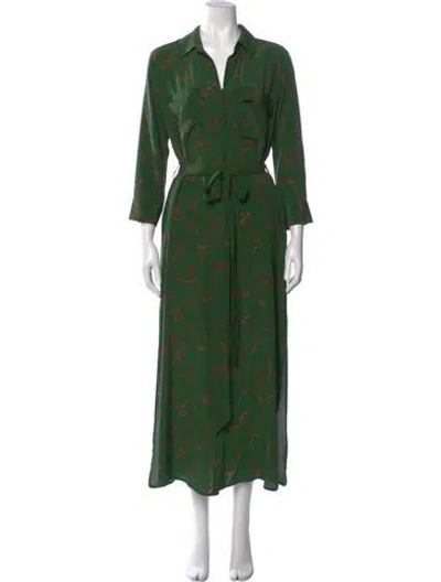 Pre-owned L'agence Silk Long Dress In Green