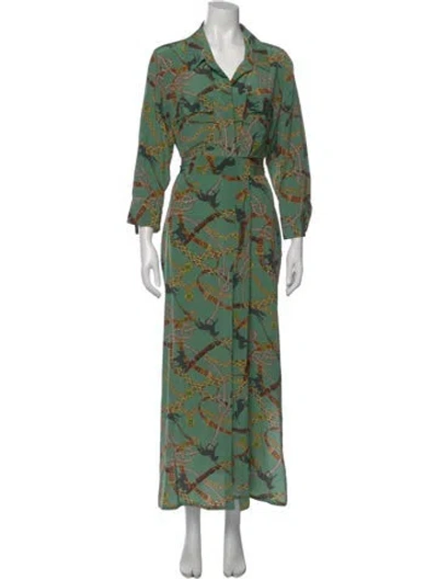 Pre-owned L'agence Silk Long Dress In Green