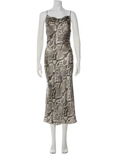 Pre-owned L'agence Silk Long Dress In Green