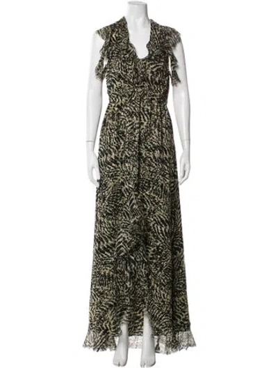 Pre-owned L'agence Silk Long Dress In Green
