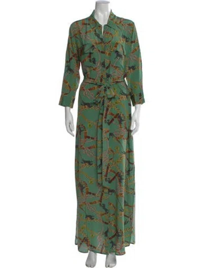 Pre-owned L'agence Silk Long Dress In Green