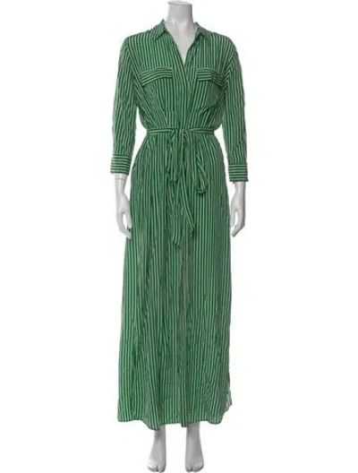 Pre-owned L'agence Silk Long Dress In Green