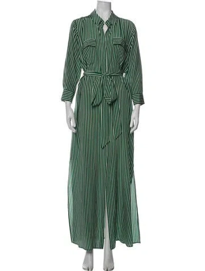 Pre-owned L'agence Silk Long Dress In Green