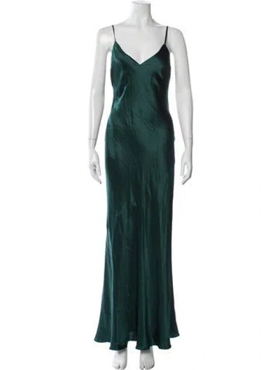 Pre-owned L'agence Silk Long Dress In Green