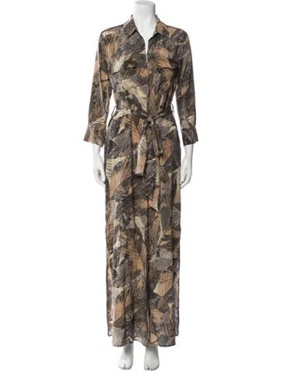 Pre-owned L'agence Silk Long Dress In Green