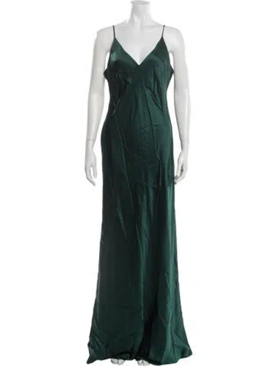 Pre-owned L'agence Silk Long Dress In Green