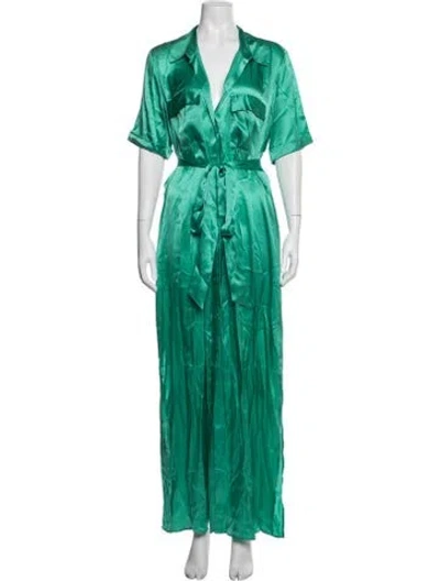Pre-owned L'agence Silk Long Dress In Green