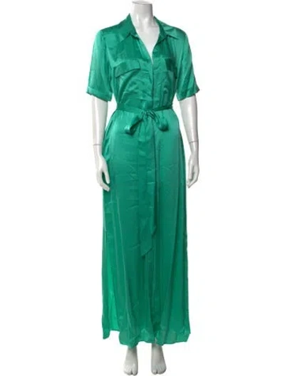 Pre-owned L'agence Silk Long Dress In Green
