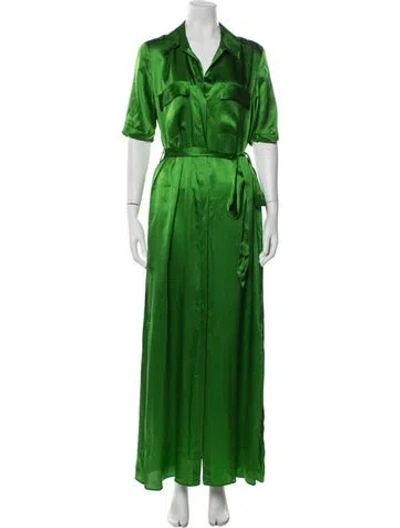 Pre-owned L'agence Silk Long Dress In Green/metallic