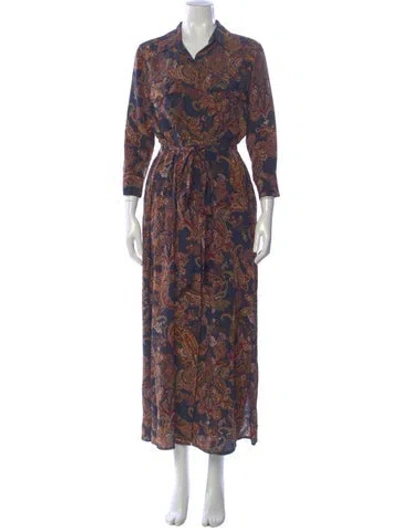 Pre-owned L'agence Silk Long Dress In Multi