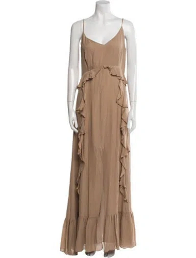 Pre-owned L'agence Silk Long Dress In Neutral