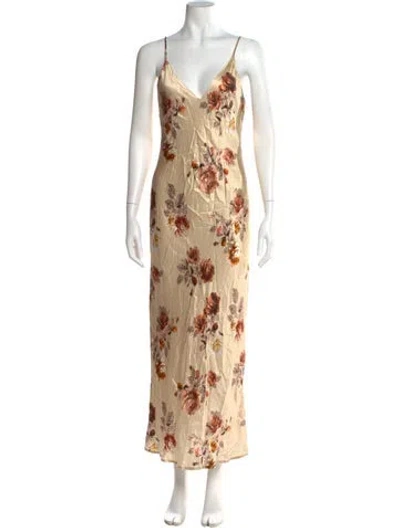 Pre-owned L'agence Silk Long Dress In Neutral