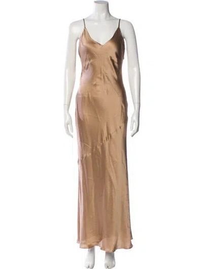 Pre-owned L'agence Silk Long Dress In Neutral