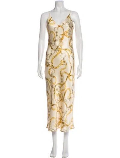 Pre-owned L'agence Silk Long Dress In Neutral