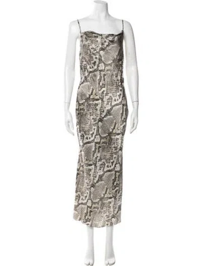 Pre-owned L'agence Silk Long Dress In Neutral