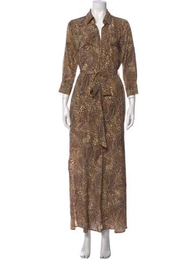 Pre-owned L'agence Silk Long Dress In Neutral