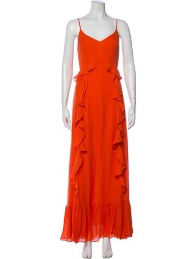 Pre-owned L'agence Silk Long Dress In Orange