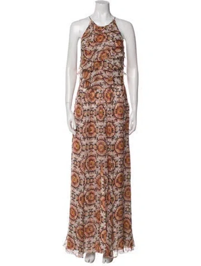 Pre-owned L'agence Silk Long Dress In Orange