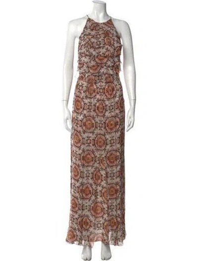 Pre-owned L'agence Silk Long Dress In Orange