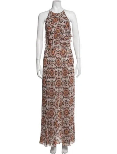 Pre-owned L'agence Silk Long Dress In Orange