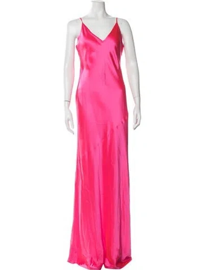 Pre-owned L'agence Silk Long Dress In Pink