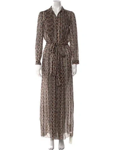 Pre-owned L'agence Silk Long Dress W/ Tags In Brown