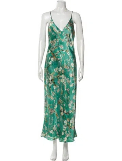 Pre-owned L'agence Silk Long Dress W/ Tags In Green