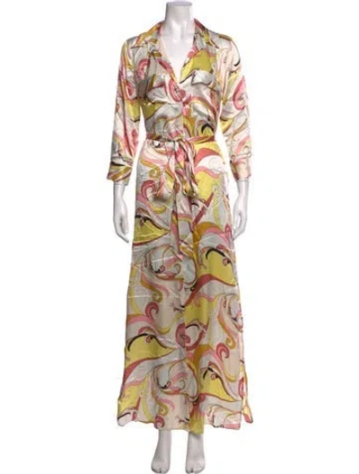 Pre-owned L'agence Silk Long Dress In Yellow