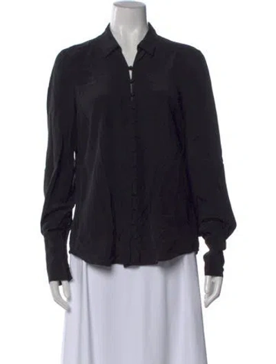Pre-owned L'agence Silk Long Sleeve Blouse In Black