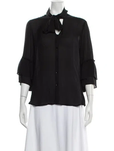 Pre-owned L'agence Silk Long Sleeve Blouse In Black
