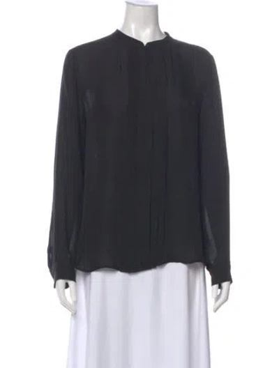 Pre-owned L'agence Silk Long Sleeve Blouse In Blue