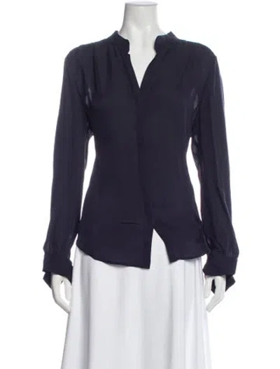 Pre-owned L'agence Silk Long Sleeve Blouse In Blue