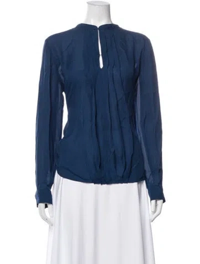 Pre-owned L'agence Silk Long Sleeve Blouse In Blue