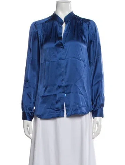 Pre-owned L'agence Silk Long Sleeve Blouse In Blue