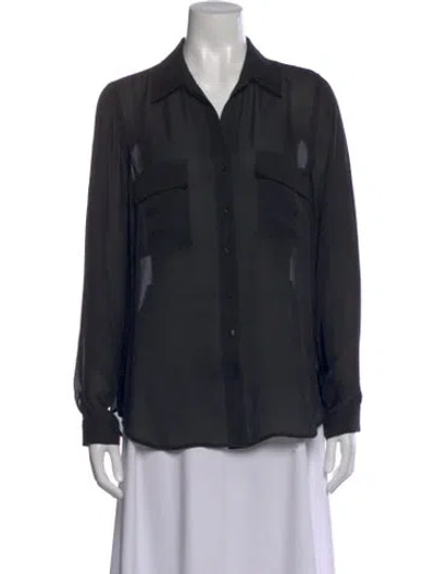 Pre-owned L'agence Silk Long Sleeve Blouse In Blue