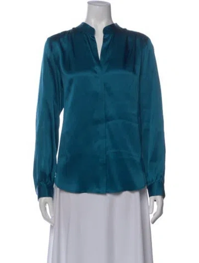 Pre-owned L'agence Silk Long Sleeve Blouse In Blue
